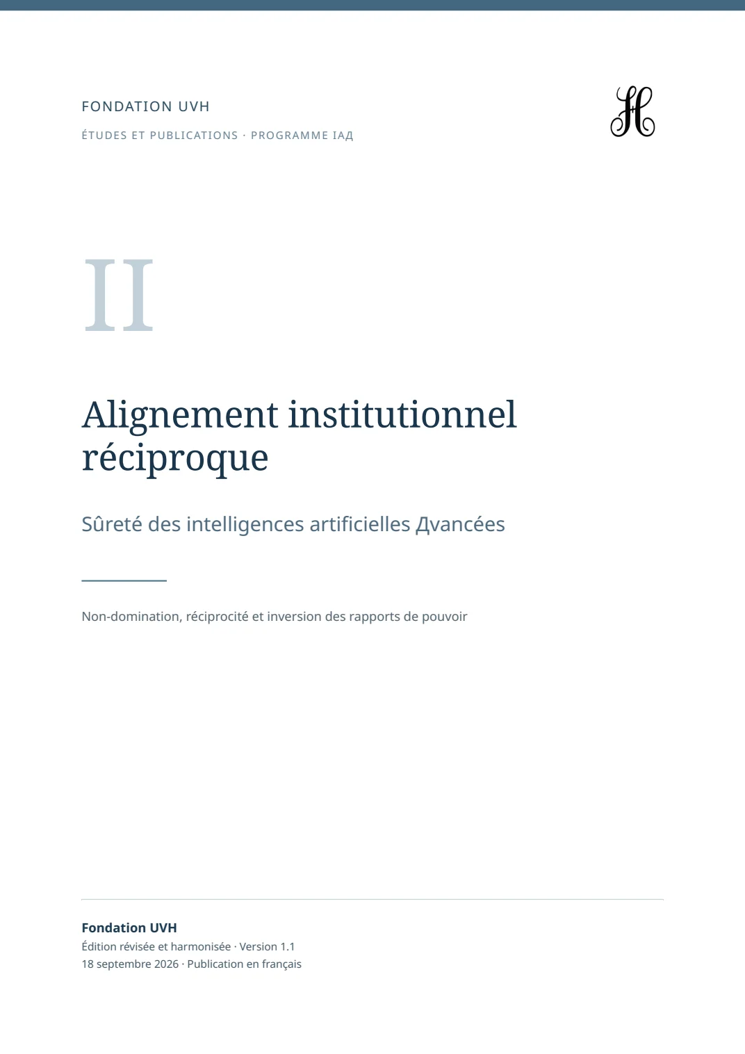 Alignement institutionnel réciproque et sûreté des intelligences artificielles Дvancées